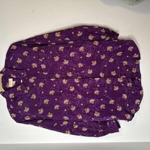 Vintage 90's Tess Women's Blouse Purple with Crown Designs‎ Size 8